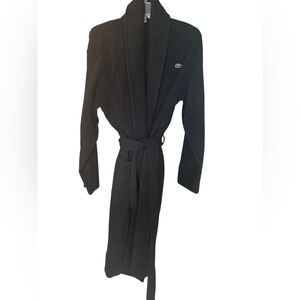 Lacoste Black Loungewear robe M L Top with Embroidered Detail alligator back